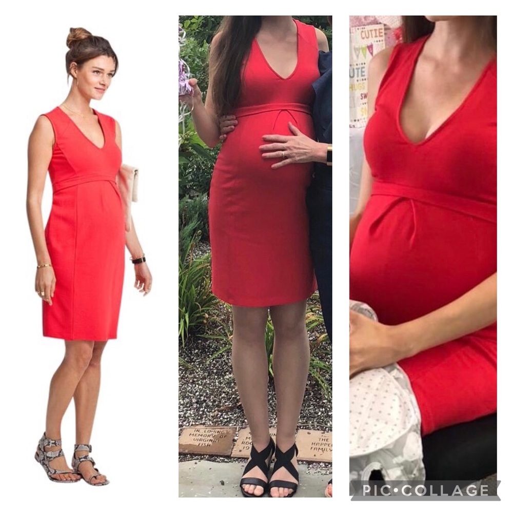 Like new Isabella Oliver Red Fitzroy V-neck Shift Maternity Dress - Wedding 0 XS